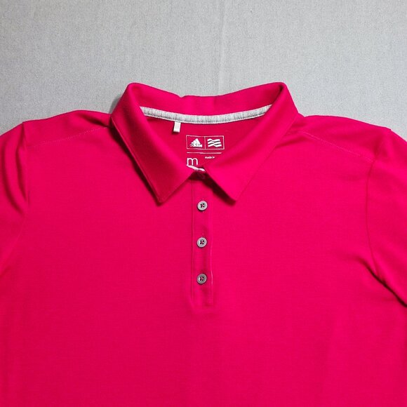 Adidas Golf polo shirt women's size M magenta short sleeve 1/4 button up - Picture 2 of 11